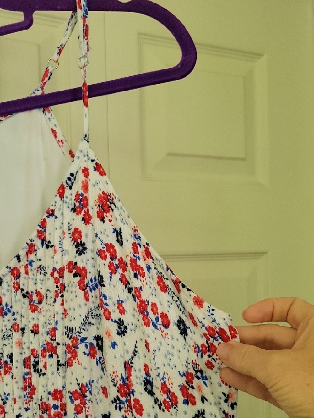Time and Tru White Midi Dress with Red Floral Print Size 2X - Picture 3 of 7
